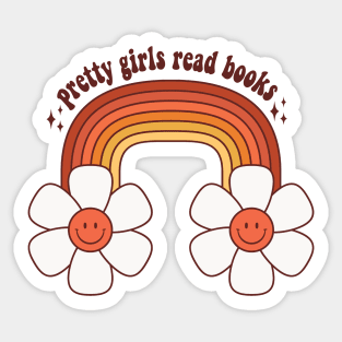 Pretty Girls Read Books Book Lover Groovy Mood Book Aesthetic Sticker